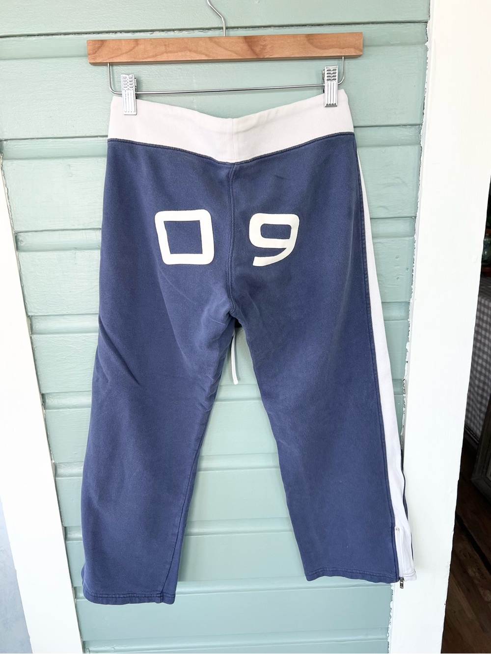 Vintage Y2K Abercrombie and Fitch blue low rise cropped pants blue gym athletic